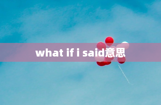 what if i said意思
