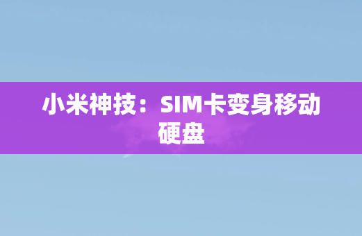小米神技：SIM卡变身移动硬盘